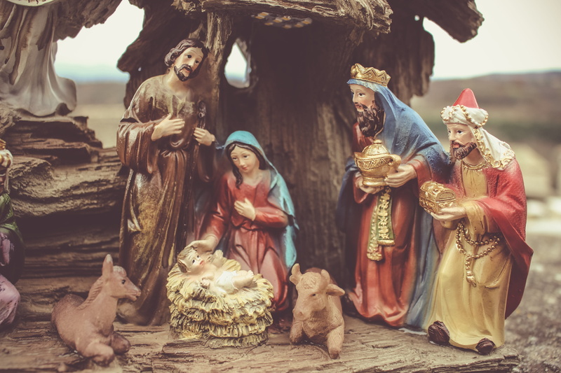 religion, manger, female likeness, domestic animals, day, statue, sculpture, mother, figurine, gave, art and craft, no people, mammal, arts culture and entertainment