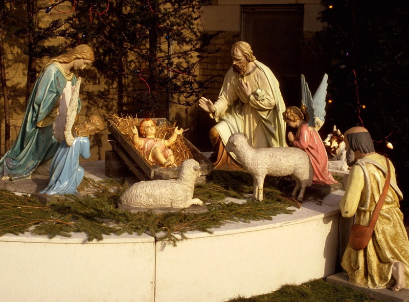 people, figurine, needles, 720P, holiday, figurines, sheep, jesus, manger, christmas, angels