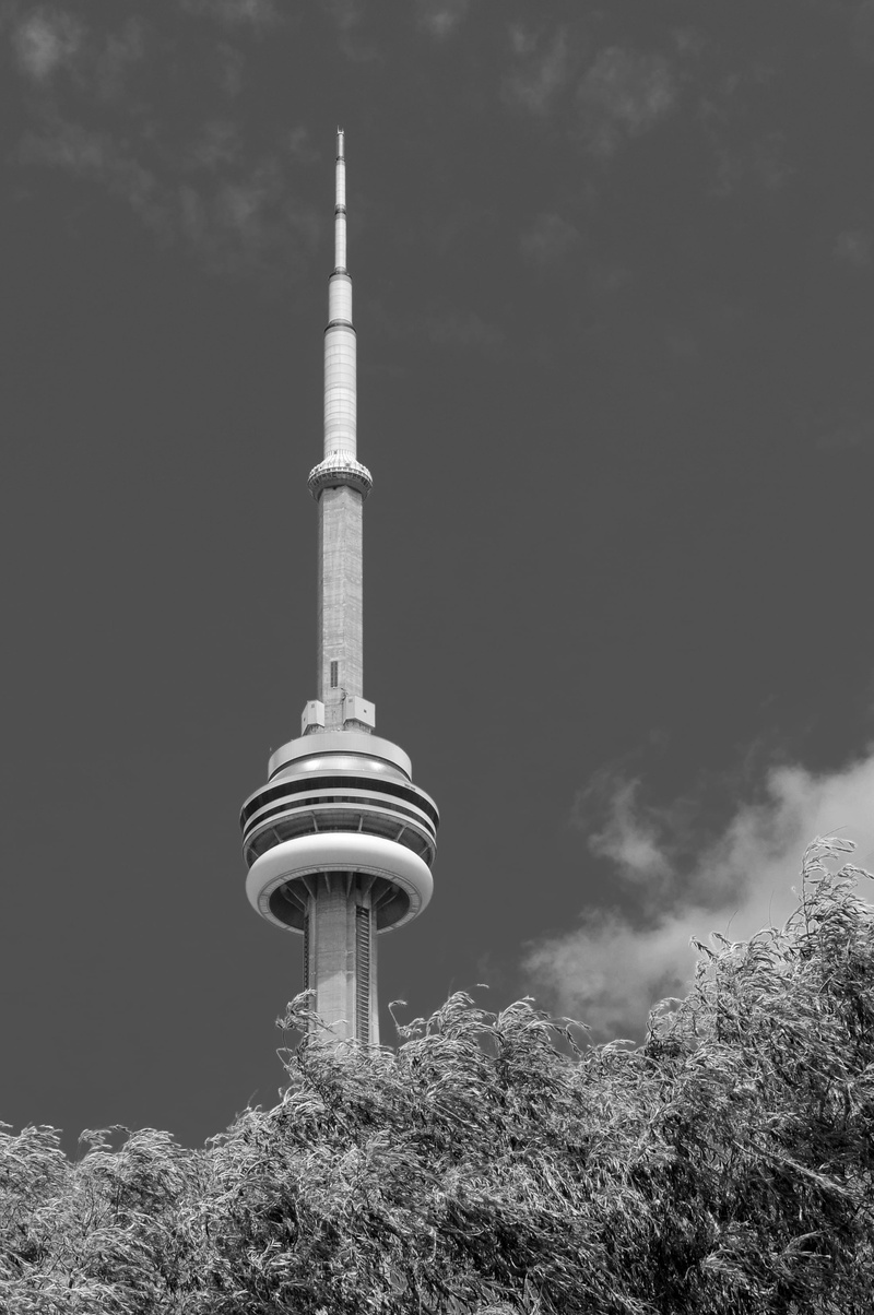 landmark  tower, landmark, black  white, travel, gray, toronto  ontario, architecture, 2K, urban, famous Place, grey, gray scale, outdoor, communications Tower