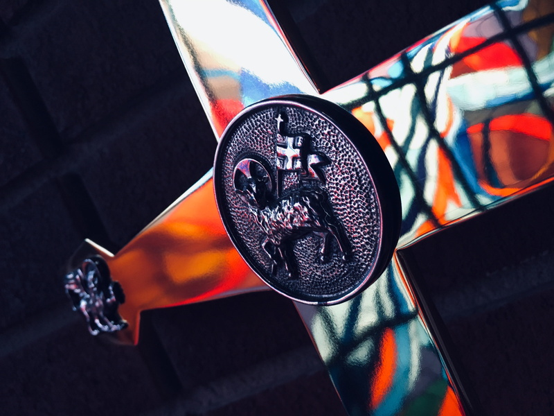 floral pattern, lamb, land vehicle, glass - material, christianity, painting, our redeemer lutheran church, badge, creativity, pattern, focus on foreground
