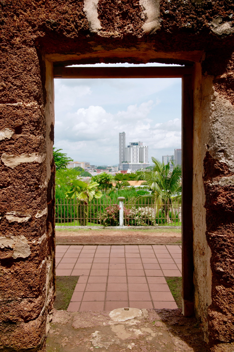 cloud - sky, old, doorway, growth, day, melaka, window, nature, wall - building feature, sunlight, entry, new, malaysia, building, plant, architecture