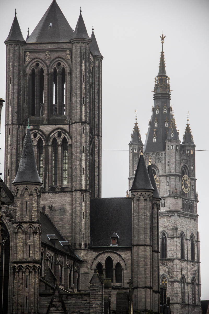 religion, saint-nicolas church, the past, building, center, corn market, church tower, built structure, crossing tower, belfry tower, arch, belief, outdoors