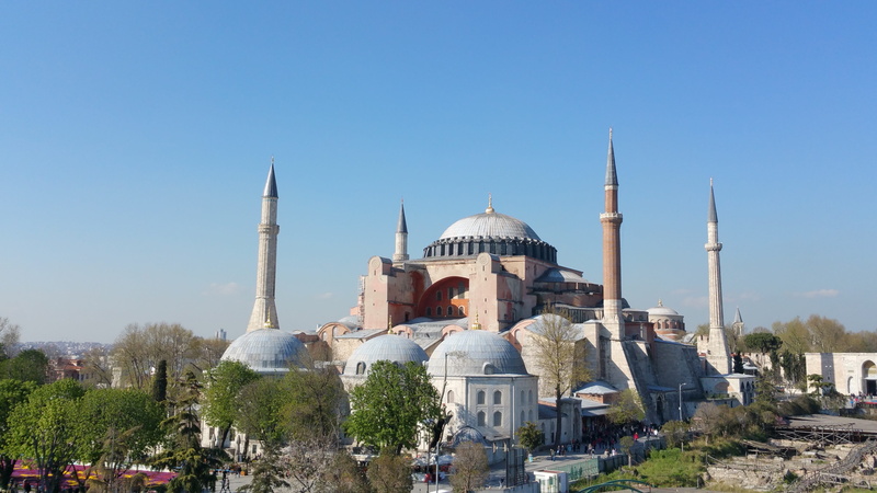 hagia sofia, building exterior, belief, 5K, place of worship, no people, spirituality, day, built structure, clear sky, tourism, nature, religion, travel