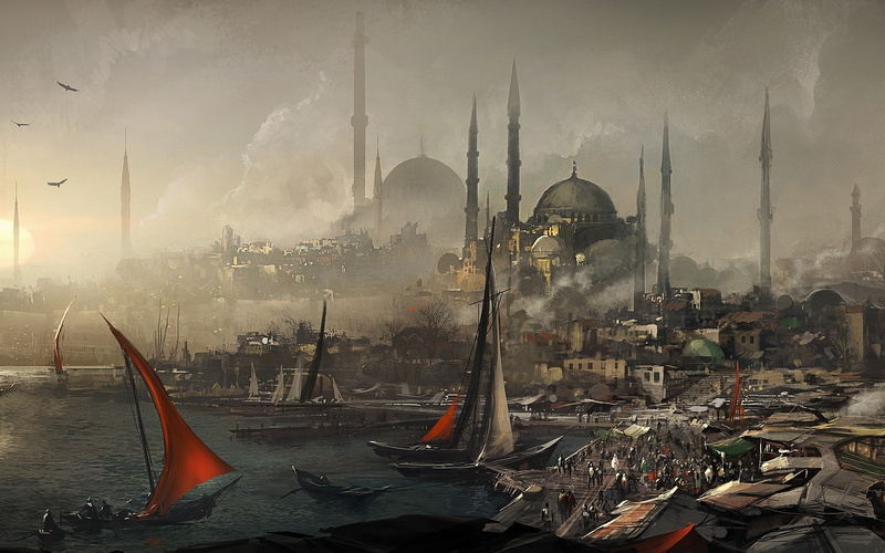 turkey, 1080P, games, constantinople, art, artwork, video, istanbul, cityscapes, assassins, fantasy, creed