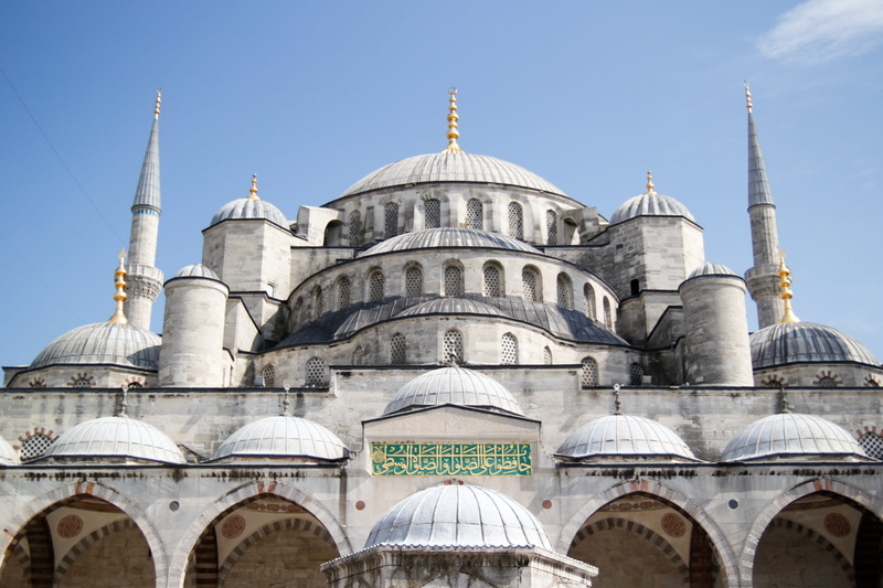 europe, asia, clear sky, building exterior, constantinople, tourism, istanbul, sultanahmet, culture, minaret, no people, dome, travel, mosque, holiday