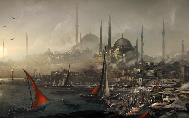 1080P, creed, artwork, games, wall, fantasy, x, Video Games, hd, constantinople, video, istanbul, assassins, cityscapes, art, Assassins Creed