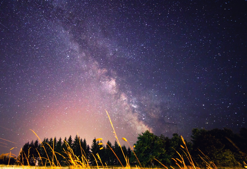 beauty in nature, universe, astronomy, serbia, sky, kaludjerske bare, galaxy, purple, space and astronomy, dark, night, tranquility, low angle view, land