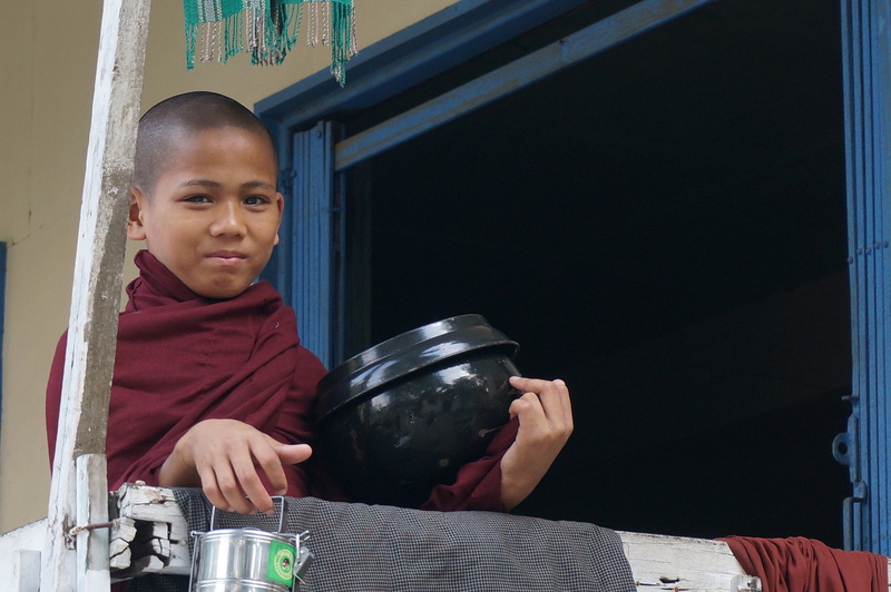 monastery, novice, religious, burmese, monk, portrait, burma, temple, 4K, front view, glass, lifestyles, men, childhood, boys, casual clothing, males