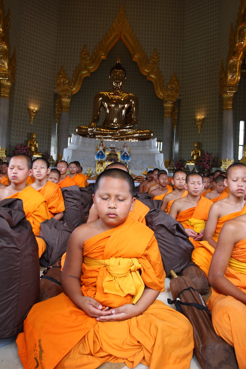 large group of people, men, temple, childhood, tradition ceremony, more than, spirituality, buddhists monks, leisure activity, sitting, volunteer, wat