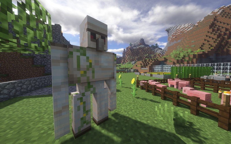 Pig, Golem, Video Game, 4K, Minecraft
