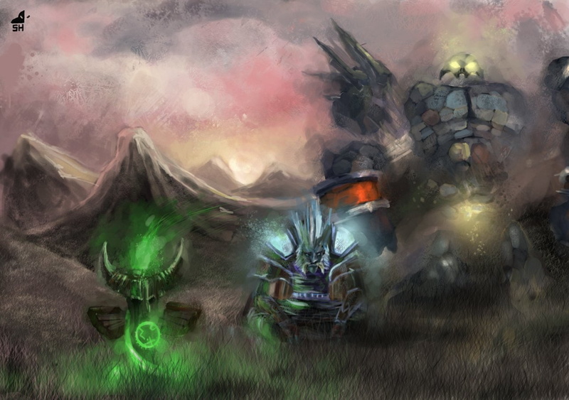 firefighter, Troll, occupation, Shaman, group of people, Warcraft, adult, mask, mode of transportation, technology, day, transportation, Golem, green color