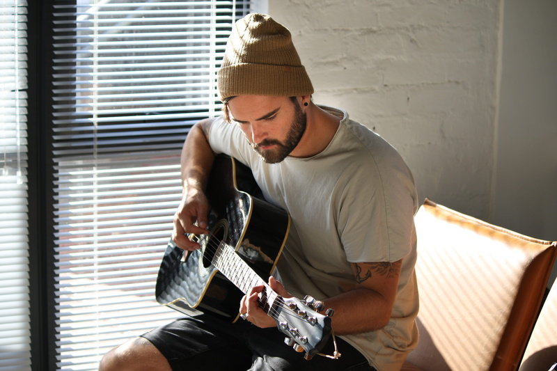 playing, brown, caucasian Ethnicity, only Men, men, skill, beard, people, plucking an instrument, lifestyles, hat, holding, man, three quarter length, let
