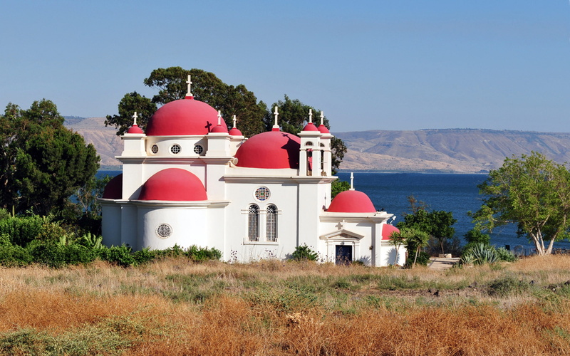 israel, shores, church, orthodox, sea, kapernaum, galilee, 2K, greek