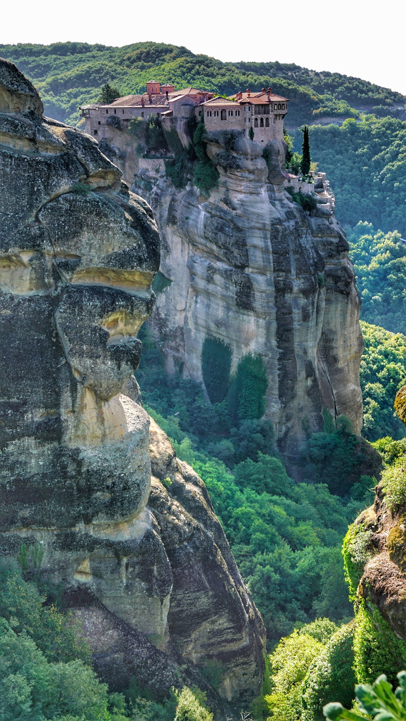 solid, orthodox, 4K, tourism, travel, eroded, monastery, no people, rock formation, non-urban scene, mountain, rock, day, formation, cliff, outdoors, architecture