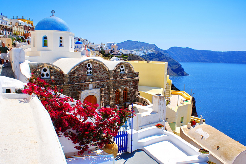 greek Orthodox, nature, sunlight, oia, classical Greek, travel Destinations, chapel, sea, volcano, idyllic, building, cross, mediterranean Sea, sky, summer