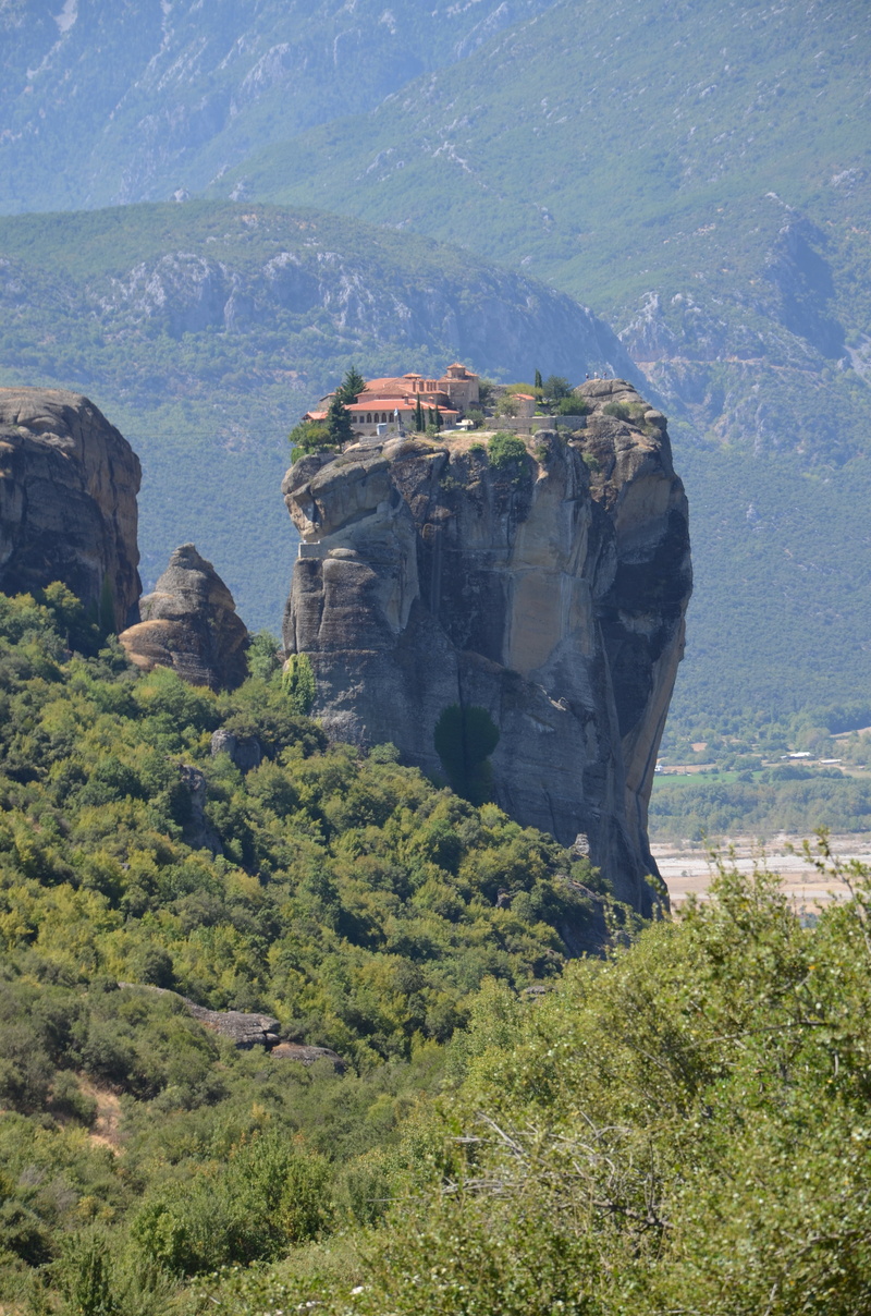 rock, holy, day, travel, landmark, thessaly, architecture, greece, view, meteora, plant, environment, greek, non-urban scene, rock formation, summer, history