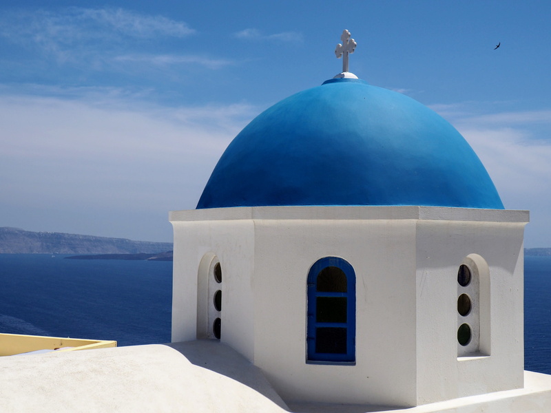 Greece, white, 4K, day, ocean, spirituality, mediterranean sea, orthodox church, church, religion, daytime, building exterior, outdoors, sky, white color