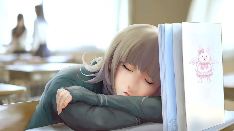 Nanami Chiaki, 1080P, sleeping, Danganronpa, anime girls, anime