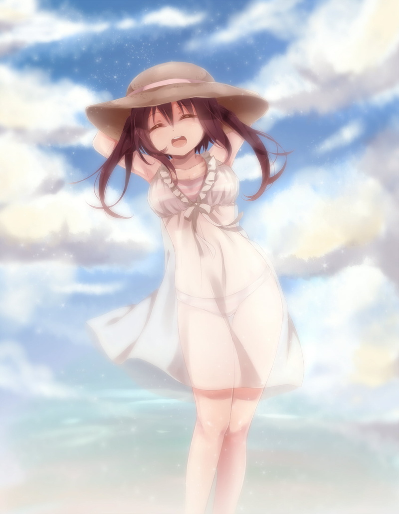 young women, outdoors, digital composite, 1080P, beautiful woman, fashion, nature, anime girls, Himouto! Umaru-chan, standing, hairstyle, beauty, cloud - sky
