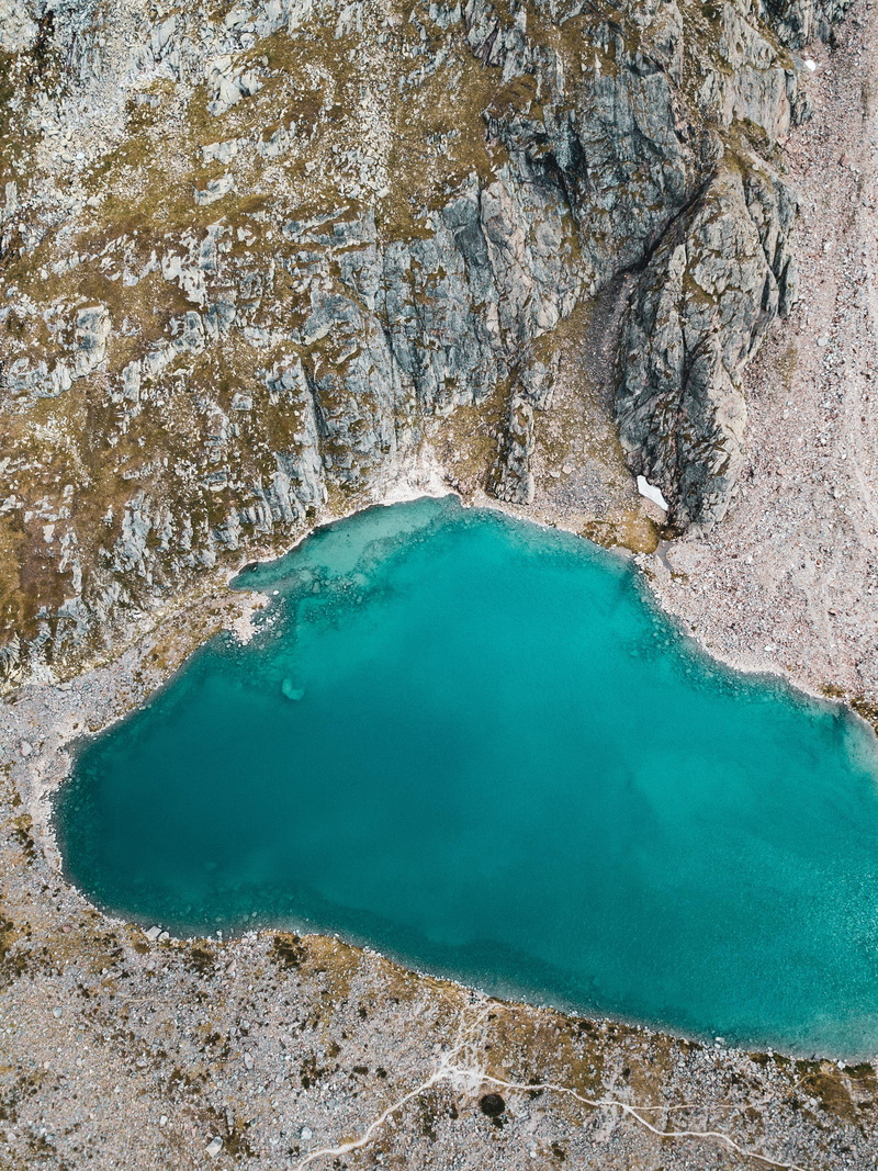 solid, aerial, no people, water, land, scenics - nature, 2K, minimal, non-urban scene, plant, rock formation, rock - object, volcanic crater, neustift im stubaital