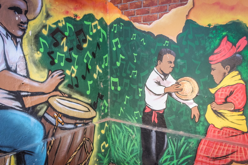 outdoors, child, nature, art, brick, 5K, guyane, human representation, percussion, drummer, musician, men, mural, childhood, music, boys, male likeness