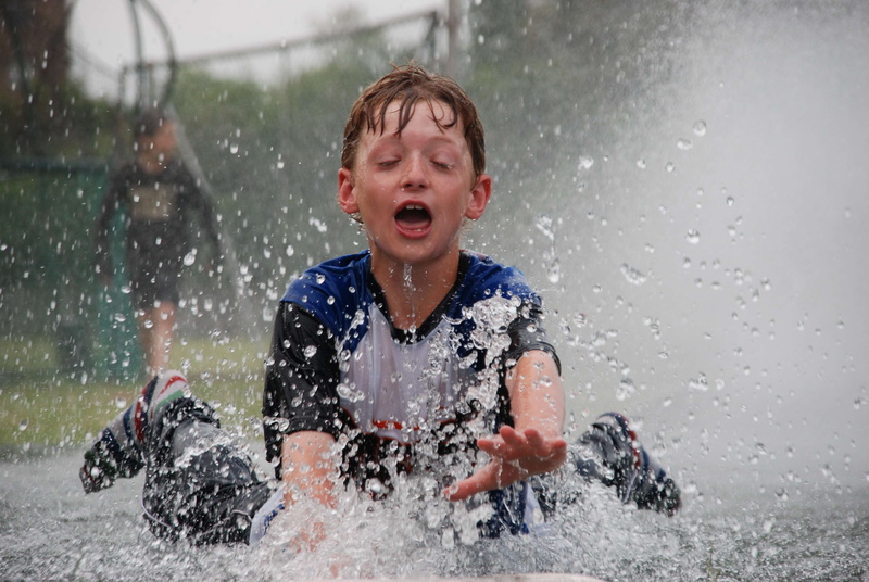 splashing, boys, sliding, water, motion, spraying, fun, emotion, front view, train, happiness, leisure, child, swimming, mouth open, 4K, males, close up