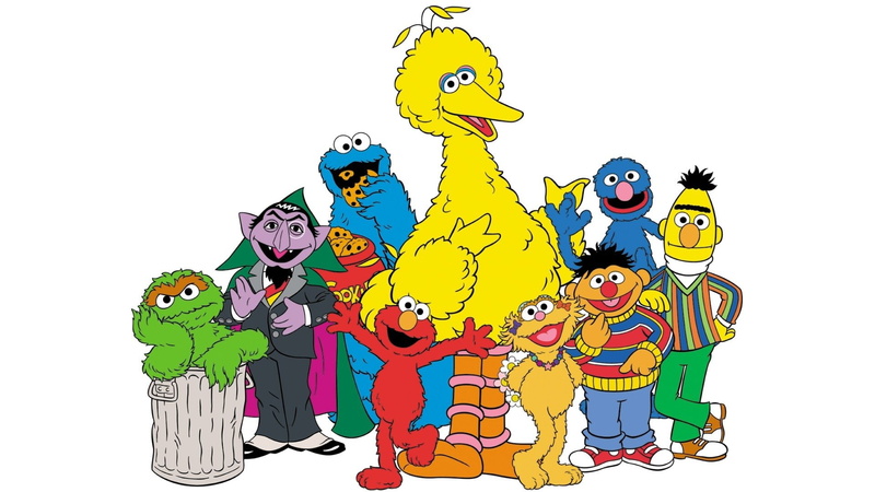 Oscar (Sesame Street), celebration, mammal, people, group of people, Grover (Sesame Street), domestic animals, halloween, Bert (Sesame Street), Elmo (Sesame Street)