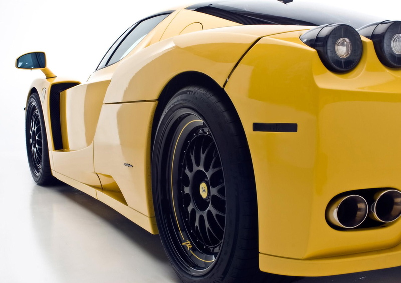 720P, stationary, land vehicle, competition, outdoors, wheel, luxury, close-up, no people, day, parking, car, enzo, retro styled, single object, yellow