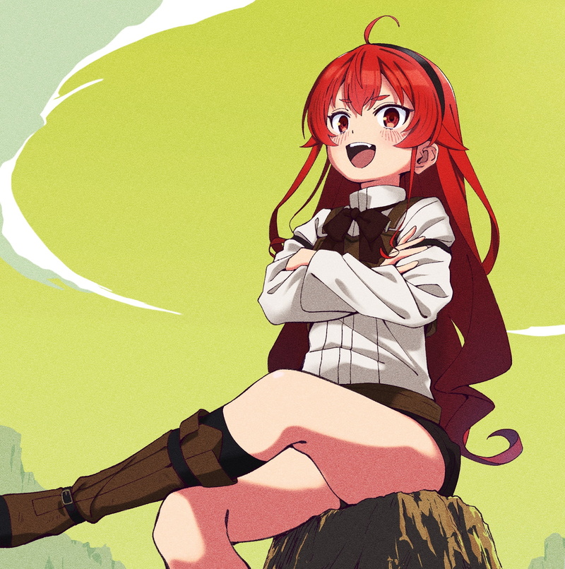 720P, loli, anime girls, Mushoku Tensei, red eyes, red, arms crossed, Eris Boreas Greyrat (Mushoku Tensei)