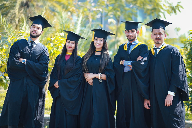 standing, 5K, portrait, outdoors, men, education, graduation, success, smiling, friendship, young adult, graduation gown, woman man, emotion, people, face