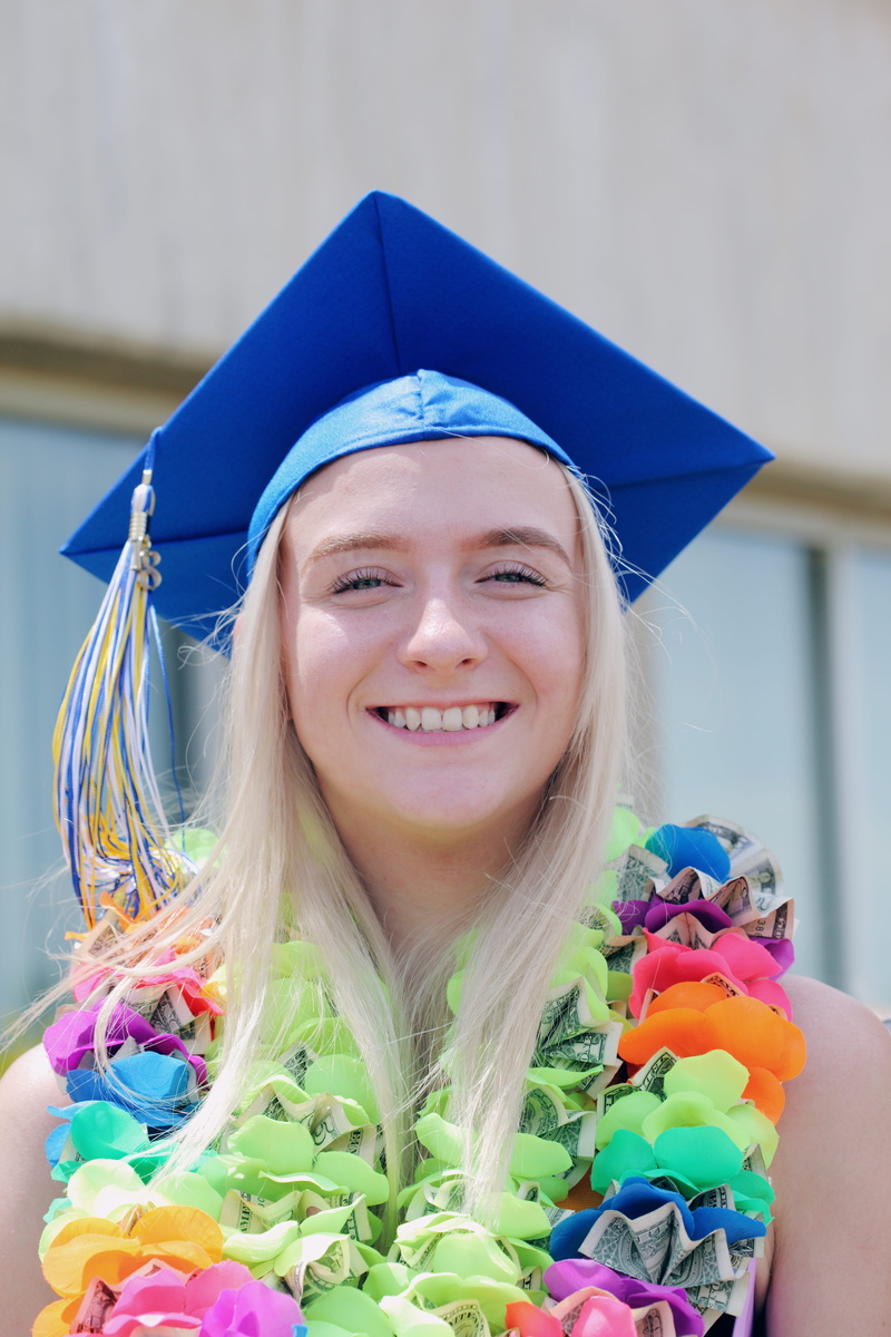 female, child, hair, rainbow, university, looking at camera, girl, caucasian, one person, youthful, costume, mortar, bonneville high school, education