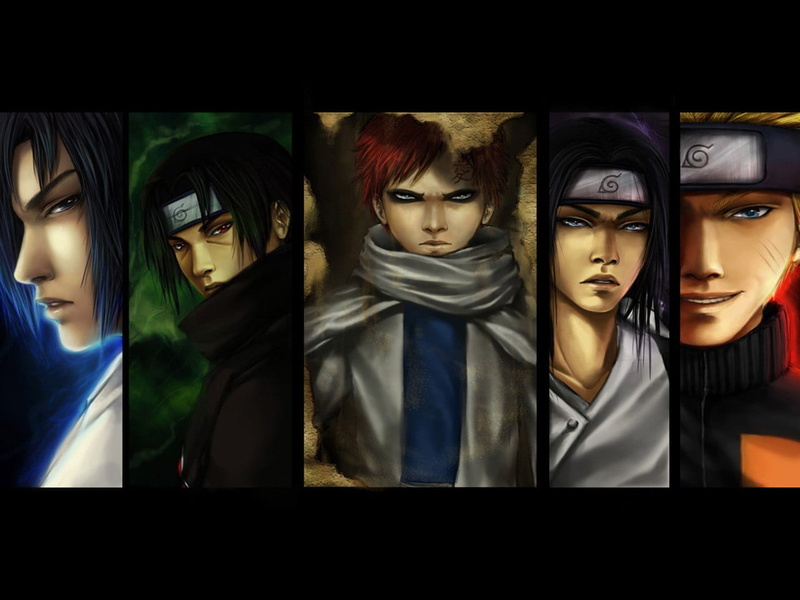 group, indoors, glass - material, variation, naruto, Gaara, Uchiha Sasuke, window, shippuden, 720P, Uzumaki Naruto, mannequin, representation, panels
