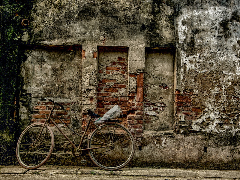 city, vietnam, 4K, phu xuyen, parked, mode of transportation, no people, deterioration, wall, brick, land vehicle, building, obsolete, people, country scene