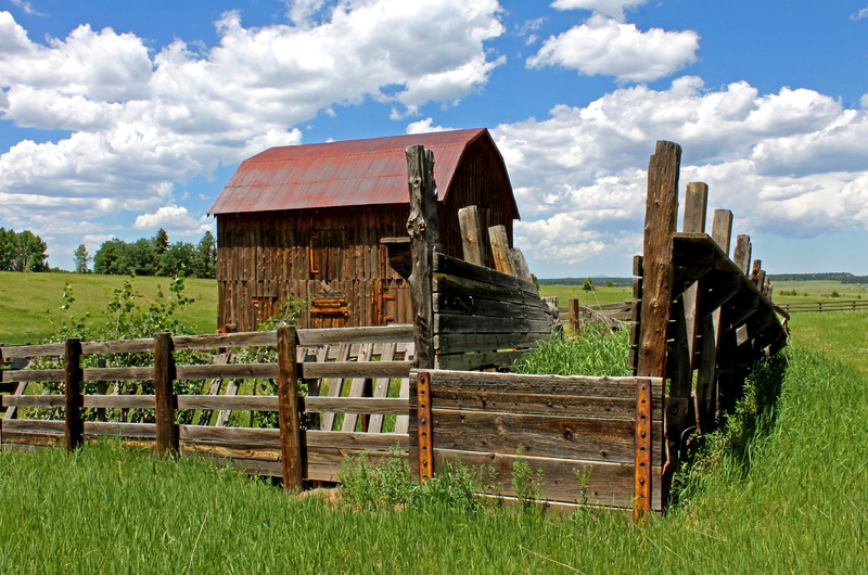 agriculture, architecture, barn, ranch, building, homestead, landscape, scenics, field, cloud - sky, rustic, day, fence, rural Scene, built structure, wood - Material