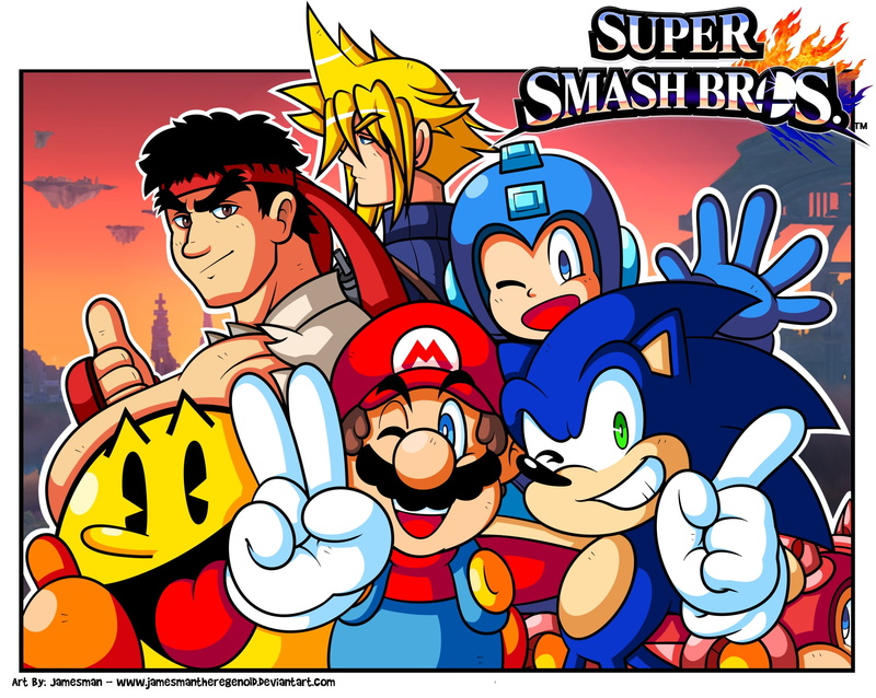 Super Smash Brothers, Crossover, Cloud Strife, Super Mario, Final Fantasy, Street Fighter, Sonic The Hedgehog, 1080P, Sonic, Ryu (Street Fighter), Mega