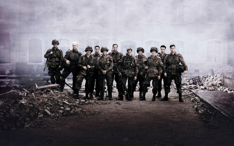 soldiers, 2K, building, Band of Brothers, cast, front, brothers, band, ruins