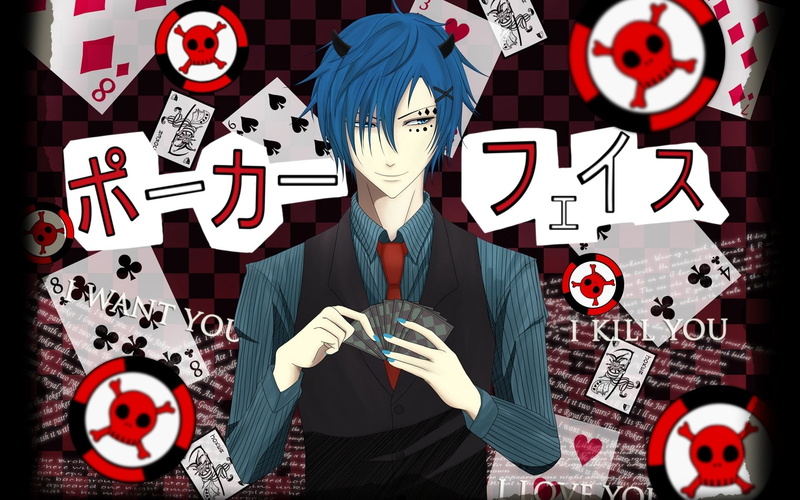 1080P, overlay, haired, waist up, people, trick, mask - disguise, text, representation, suit, blue, holding, men, animated, mask, indoors, standing, front view