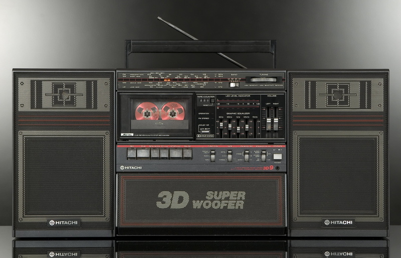Hitachi, classic, audio equipment, indoors, arts culture and entertainment, black, audio, 2K, equipment, tape, text, close-up, musical equipment, sound recording equipment