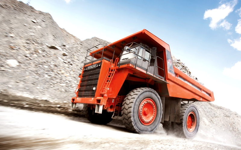 EH1700, 1080P, dump, the front, orange, truck, dump truck, Hitachi