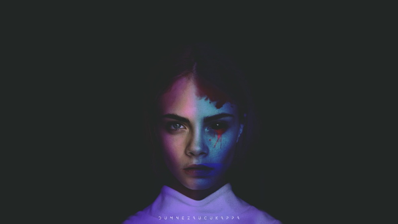 portrait, face, dark, women, Cara Delevingne, Bleeding Eyes, 1080P, model