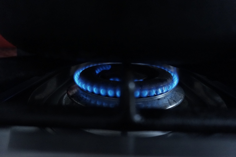 natural gas, appliance, close-up, gas stove burner, heat, 5K, fossil fuel, fire, dark blue, home, energy, light, domestic kitchen, domestic room, flame