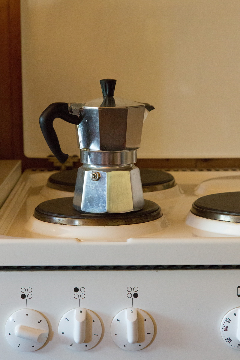 home interior, espresso maker, gas stove burner, stainless Steel, formerly, cooking, Espresso, household equipment, metal, kettle, preparation, close-up