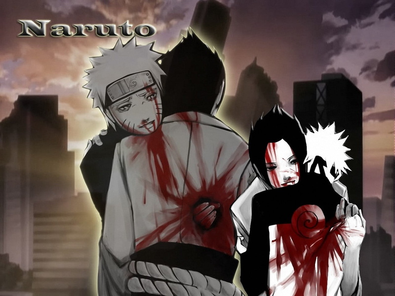Naruto Shippuuden, sasuke, unrecognizable person, vs, Uzumaki Naruto, lifestyles, waist up, group of people, 720P, Uchiha Sasuke, blood, celebration, naruto