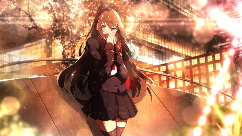 red scarf, kagerou project, 2K, snow, Anime, ayano tateyama