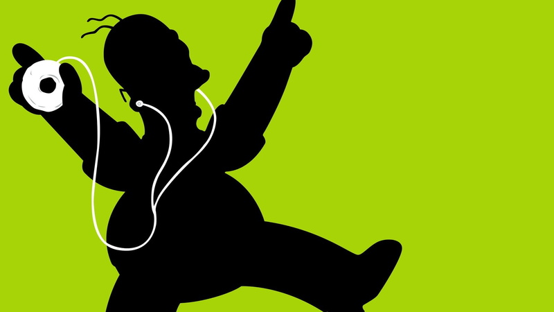 waist up, green background, rock music, colored background, donut, indoors, listening, minimalism, green color, one person, arts culture and entertainment