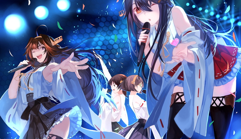 young women, clothing, lifestyles, Kantai Collection, costume, real people, motion, low angle view, standing, Kongou (KanColle), front view, arts culture and entertainment