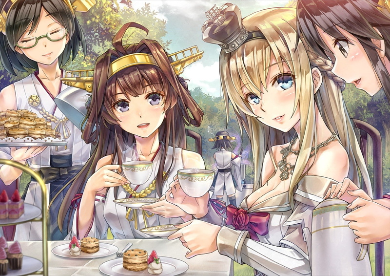 Hiei (KanColle), anthropomorphism, Kirishima (KanColle), Haruna (KanColle), 720P, Kantai Collection, Kongou (KanColle), Warspite (KanColle)