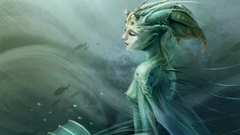 1080P, abstracto, Dama, Fantasia, Agua