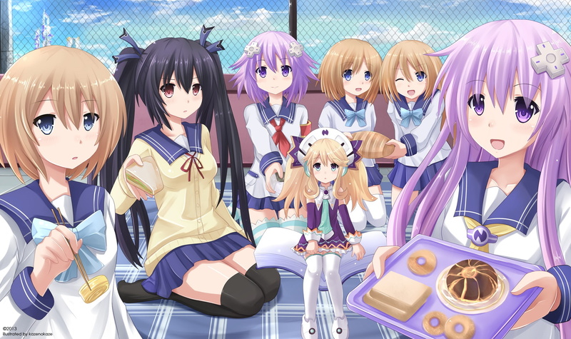 Hyperdimension, day, food, 720P, blanc, hair, child, kazenokaze, neptune, variation, toy, females, nepgear, celebration, tsunako, group of people, people
