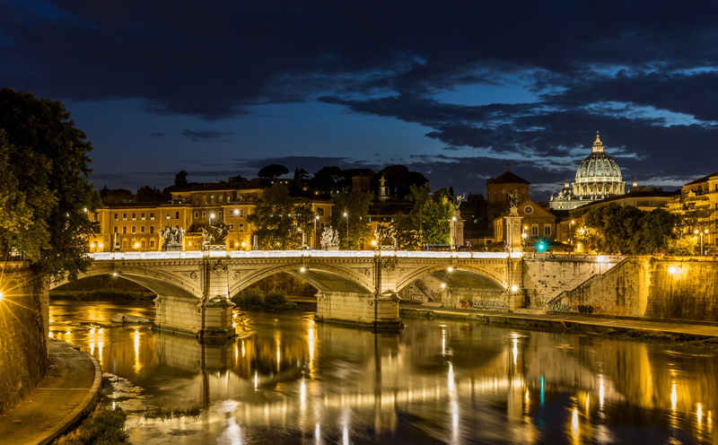 sky, connection, reflection, building exterior, hd, concrete, bridge, nature, dusk, outdoors, brown, night, City, built structure, tiber, illuminated, building
